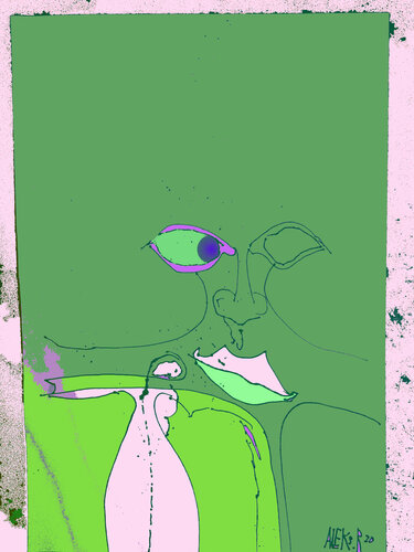 d-05 An Eye For An Eye on Avocado di Aleks Rosenberg, Opera su carta in vendita su Singulart