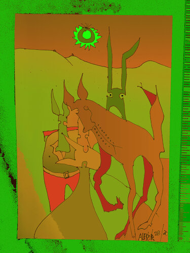 d-06 Meeting of the Minds Under Florescent Sky von Aleks Rosenberg, Zeichnungen kaufen auf Singulart