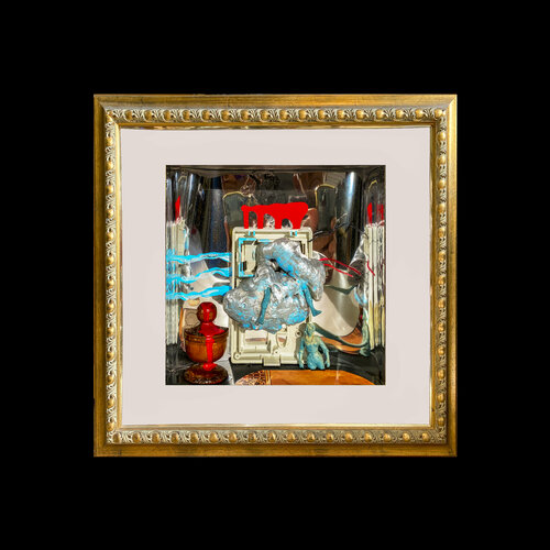 F2 - 7/10  BOTH FEET IN THE CLOUD photorama in gold frame on black Aleks Rosenberg