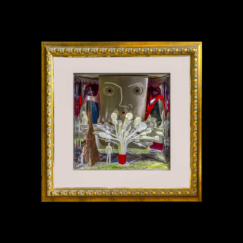 f7 - 6/10  UNDER THE COFFEE STIRRER TREE - photorama in gold frame on black Aleks Rosenberg