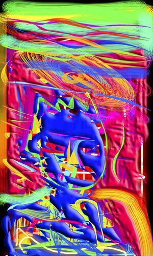 97 CHILD'S PLAY - Blue Face by Aleks Rosenberg, Digital for Sale on Singulart