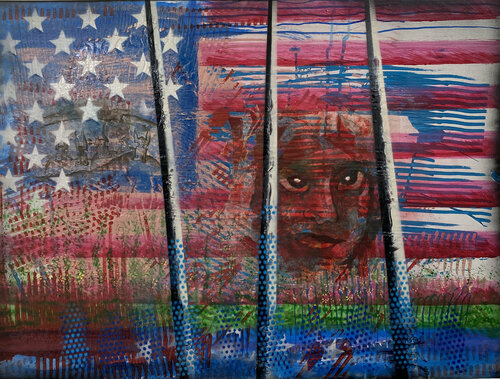 f-28  Stars and Stripes - Falling Stars von Aleks Rosenberg, Malerei kaufen auf Singulart