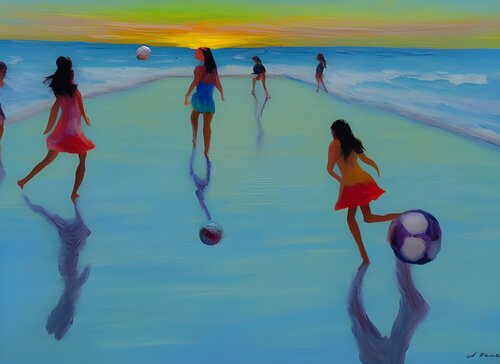 IMMIGRANT GIRLS SOCCER PRACTICE by Aleks Rosenberg, Digital for Sale on Singulart
