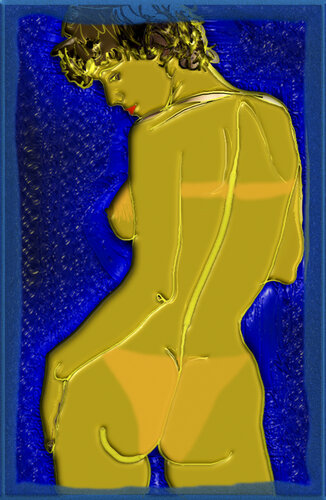 TAN ON BLUE RED LIPS de Aleks Rosenberg, Digital a la venta en Singulart