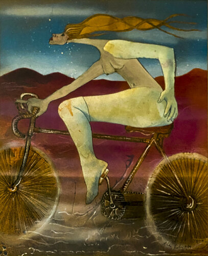NUDE ON BICYCLE van Aleks Rosenberg, Werk op papier te koop op Singulart