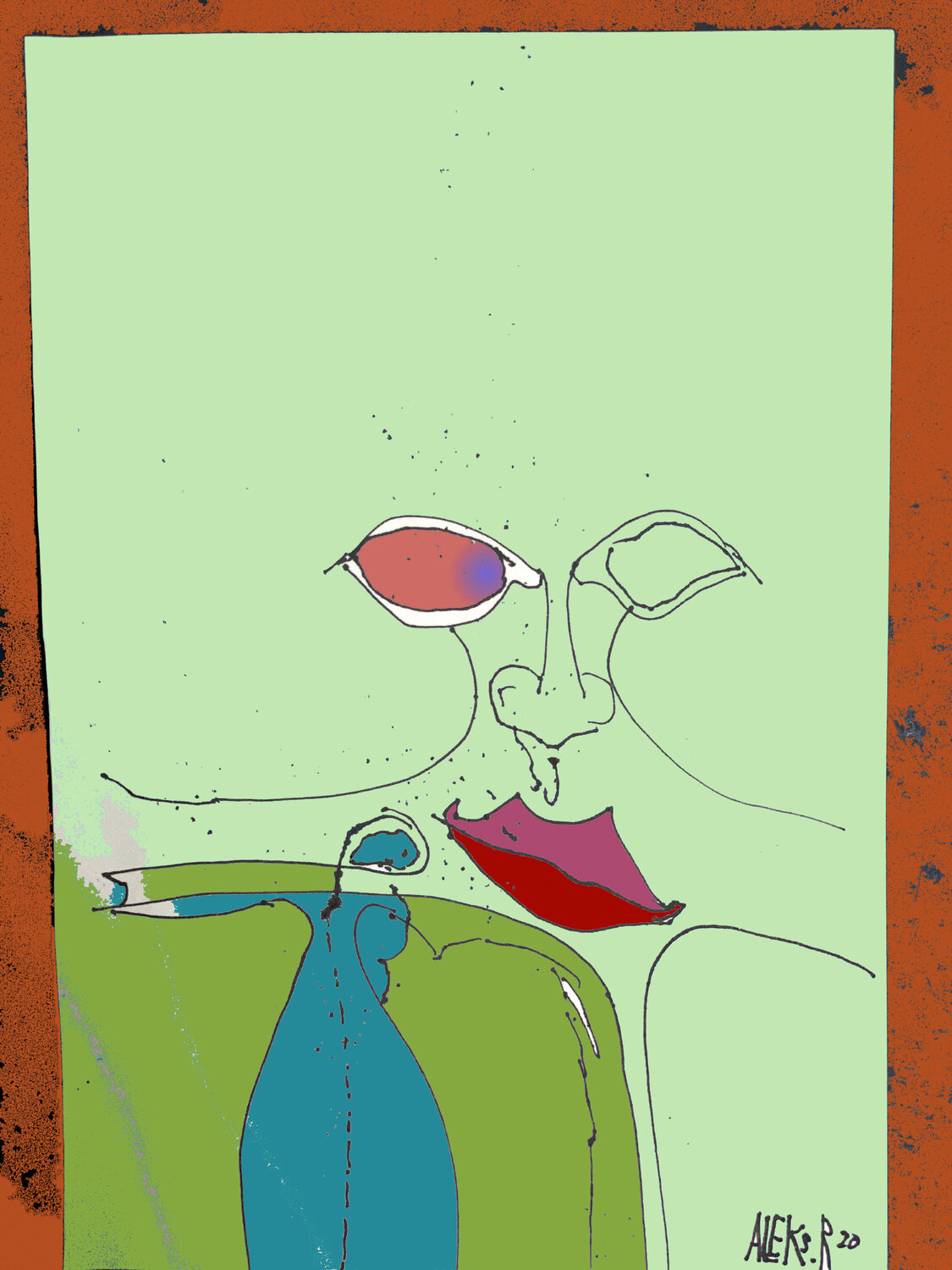 d-05 An Eye For An Eye on Aquamarine Aleks Rosenberg Opera su carta in vendita