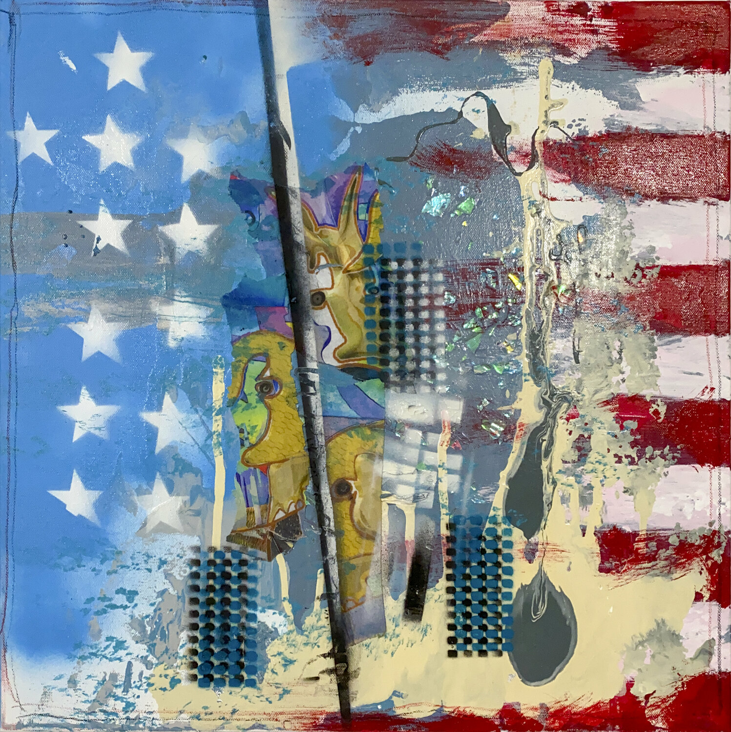 F-16  BLACK & WHITE RED & BLUE- THE DIVIDE 1 Aleks Rosenberg