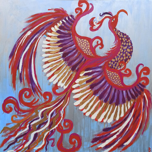 Proud Phoenix flying towards the Sun by Berit Bredahl, 회화 for Sale on Singulart