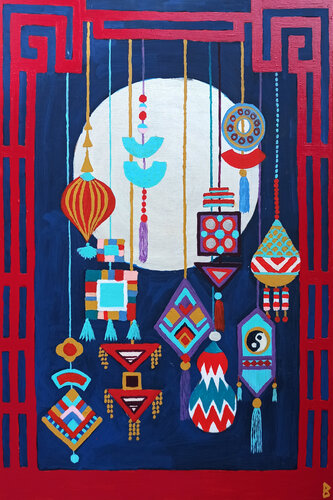 Amulets and harvest Moon by Berit Bredahl, 회화 for Sale on Singulart