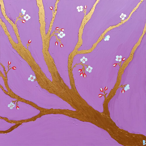 Gold Tree with fragrant Flowers by Berit Bredahl, 회화 for Sale on Singulart