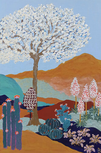 Desert Landscape with white Tree by Berit Bredahl, Painting for Sale on Singulart