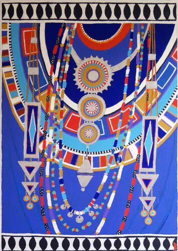 Masai Woman II - Blue by Berit Bredahl, Painting for Sale on Singulart