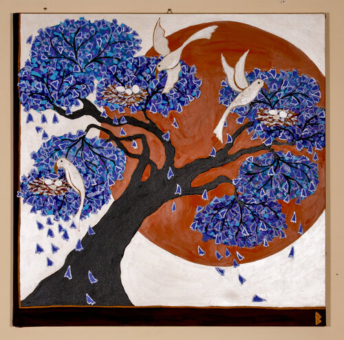 Birds Nests in a Jacaranda Tree by Berit Bredahl, Painting for Sale on Singulart