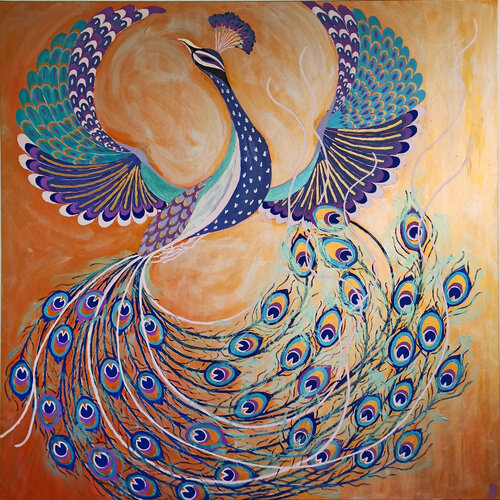 Flying Peacock by Berit Bredahl, 회화 for Sale on Singulart