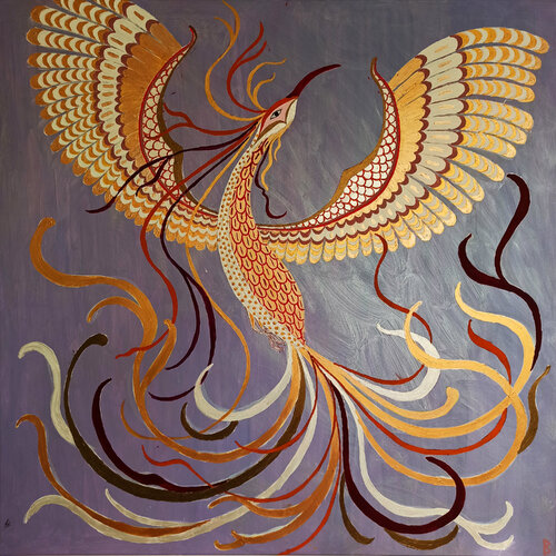 Gold Phoenix by Berit Bredahl, Painting for Sale on Singulart