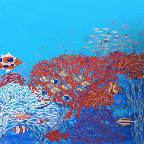 Fish among Corals di Berit Bredahl, Pittura in vendita su Singulart