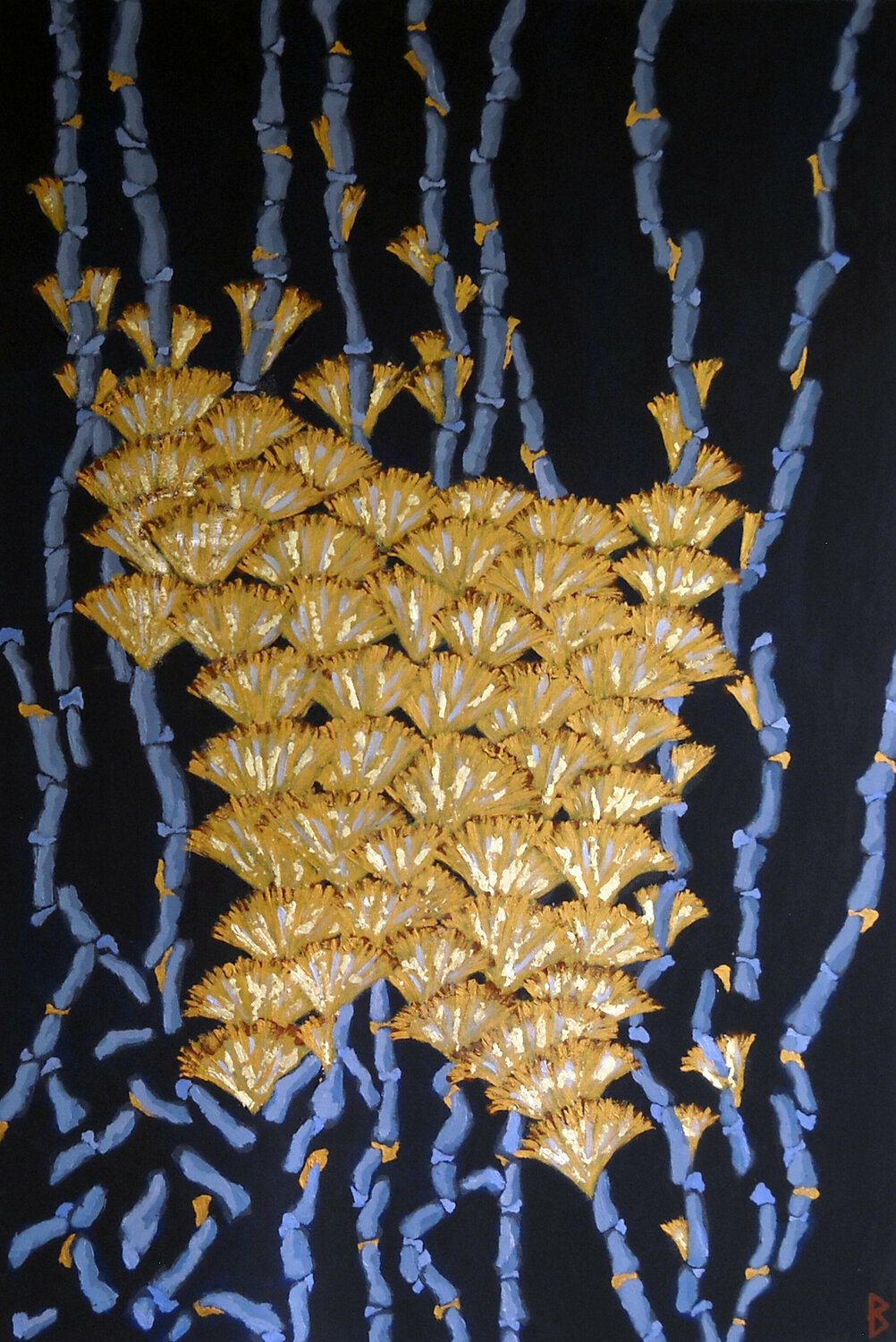 Blue Corals with Gold Flowers Berit Bredahl