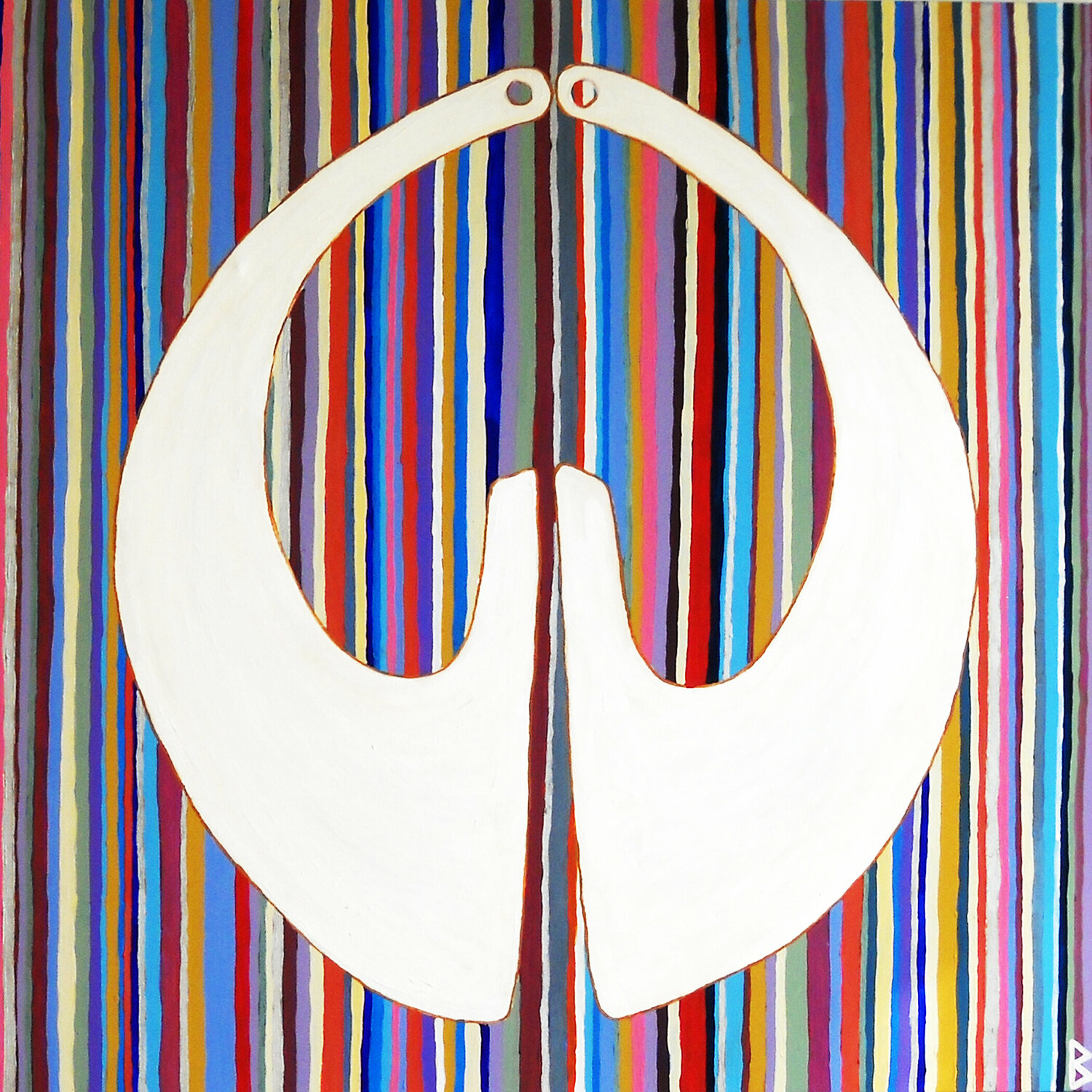 White Jade on striped Silk Berit Bredahl