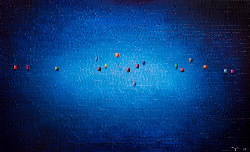 Analog Pixels / Serial Rectangles / 2020 / blue / 180x110 di Danny Frede, Pittura in vendita su Singulart