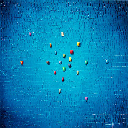 Analog Pixels / Serial Rectangles / 2021 / tuerkis / 100x100 di Danny Frede, Pittura in vendita su Singulart
