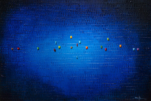 Analog Pixels / Serial Rectangles / 2021 / blue2 / 180x120 di Danny Frede, Pittura in vendita su Singulart