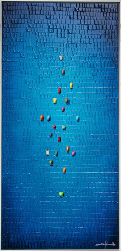 Analog Pixels / Serial Rectangles / 2021 / blue / 70x150 von Danny Frede, Malerei kaufen auf Singulart