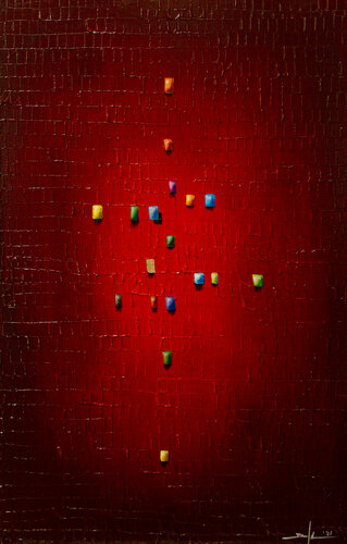 Analog Pixels / Serial Rectangles / 2021 / red / 70x110 von Danny Frede, Malerei kaufen auf Singulart