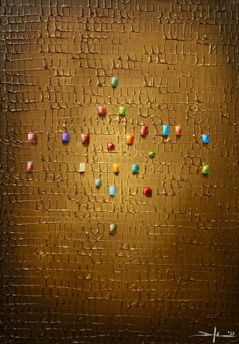 Analog Pixels / Serial Rectangles / 2021 / bronze sienna / 70x100 di Danny Frede, Pittura in vendita su Singulart