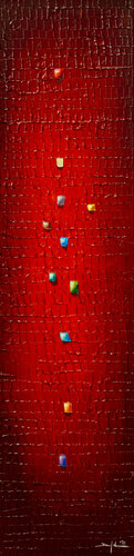 Analog Pixels / Serial Rectangles / 2021 / red / 30x120 di Danny Frede, Pittura in vendita su Singulart