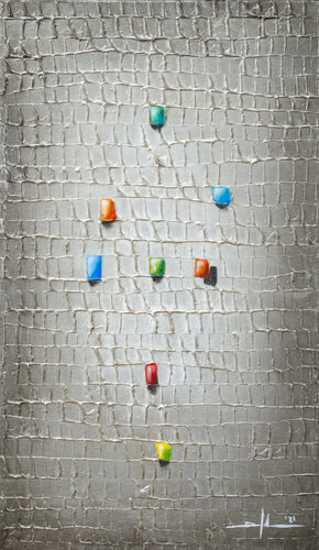 Analog Pixels / Serial Rectangles / 2021 / grey / 40x70 di Danny Frede, Pittura in vendita su Singulart