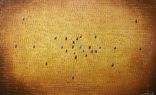 Analog Pixels / Serial Rectangles / 2021 / gold copper / 180x110 di Danny Frede, Pittura in vendita su Singulart