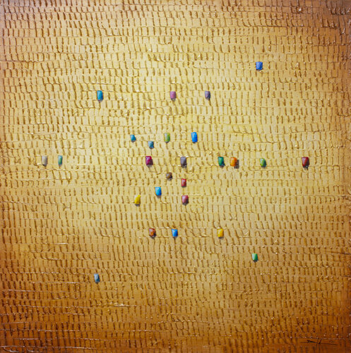Analog Pixels / Serial Rectangles / 2021 / gold / 120x120 di Danny Frede, Pittura in vendita su Singulart