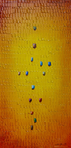 Analog Pixels / Serial Rectangles / 2021 / yellow / 50x100 di Danny Frede, Pittura in vendita su Singulart