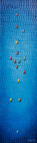 Analog Pixels / Serial Rectangles / 2021 / tuerkis / 35x130 di Danny Frede, Pittura in vendita su Singulart