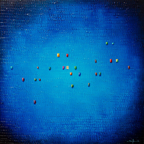 Serial Analog Pixels / 2021 / blue / 140x140 von Danny Frede, Malerei kaufen auf Singulart