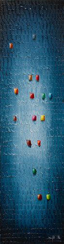 Analog Pixels / 2021 / steelblue / 35x130 di Danny Frede, Pittura in vendita su Singulart