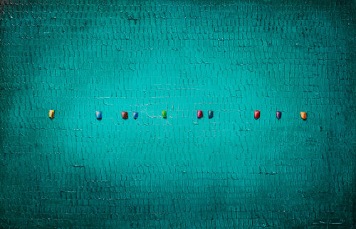 Analog Pixels / Serial Rectangles / 2021 / tuerkis / 140x90 di Danny Frede, Pittura in vendita su Singulart