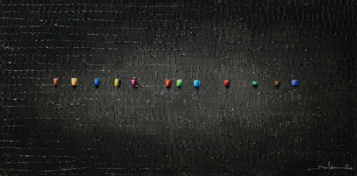 Serial Analog Pixels / 2021 / darkgrey / 120x60 by Danny Frede, Painting for Sale on Singulart