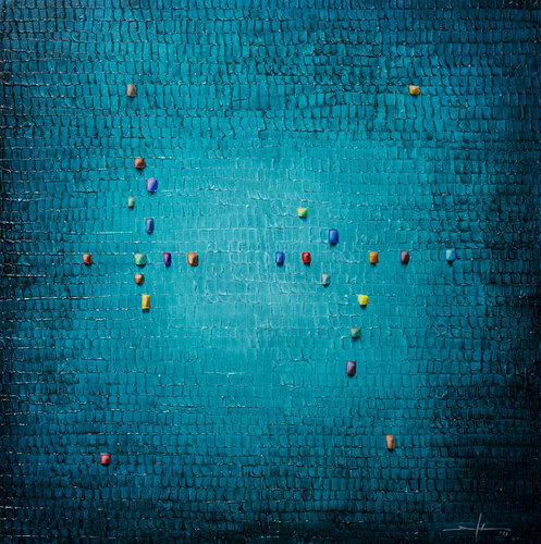 Serial Analog Pixels / 2021 / tuerkisgreen / 120x120 di Danny Frede, Pittura in vendita su Singulart