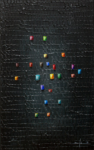 Serial Analog Pixels / 2021 / darkgrey / 50x80 di Danny Frede, Pittura in vendita su Singulart
