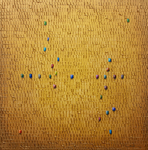 Serial Rectangles / 2021 / gold / 120x120 di Danny Frede, Pittura in vendita su Singulart