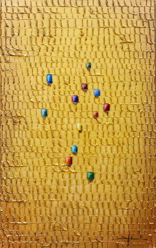 Analog Pixels / Serial Rectangles / 2021 / gold / 50x80 / 56TGD di Danny Frede, Pittura in vendita su Singulart