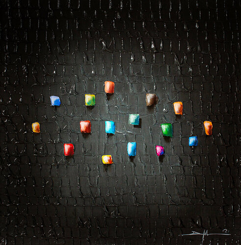 Analog Pixels / 2021/ darkgrey / 50 x 50 di Danny Frede, Pittura in vendita su Singulart