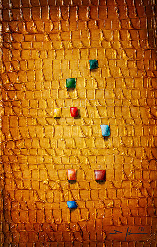 Analog Pixels / 2021/ gold / 34 x 55 di Danny Frede, Pittura in vendita su Singulart