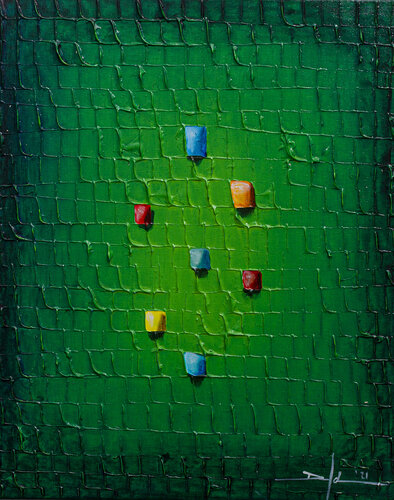 Analog Pixels / Serial Rectangles / 2021 / green / 40x50 di Danny Frede, Pittura in vendita su Singulart