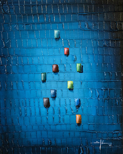 Analog Pixels / Serial Rectangles / 2021 / tuerkis / 40x50 di Danny Frede, Pittura in vendita su Singulart