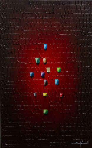 Serial Analog Pixels / 2021 / red 2 / 50x80 van Danny Frede, Schilderij te koop op Singulart