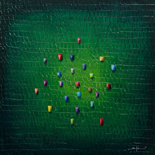 Serial Analog Pixels / 2021 / green / 80x80 di Danny Frede, Pittura in vendita su Singulart