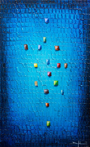 Serial Analog Pixels / 2021 / blue / 50x80 di Danny Frede, Pittura in vendita su Singulart
