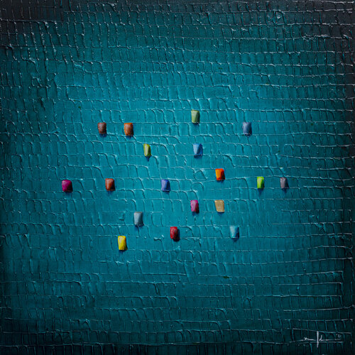 Serial Analog Pixels / 2021 / tuerkis / 80x80 by Danny Frede, Painting for Sale on Singulart